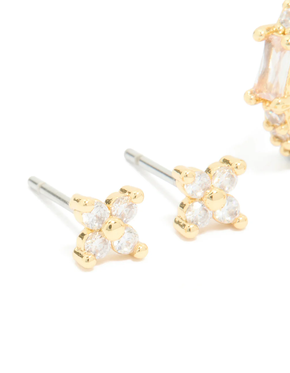Gold Plated Cubic Zirconia Star Huggie & Hoop Earrings 2-Pack - Image 4