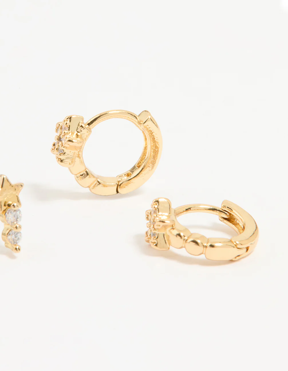 Gold Plated Cubic Zirconia Star Stud & Huggie Earrings 2-Pack - Image 3