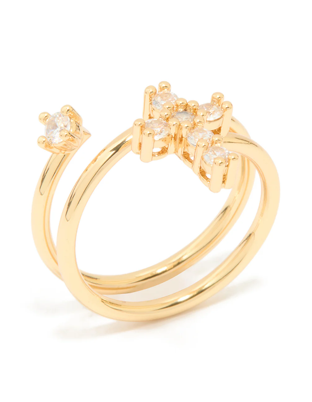 Gold Plated Cubic Zirconia Swirl Cross Ring - Image 2
