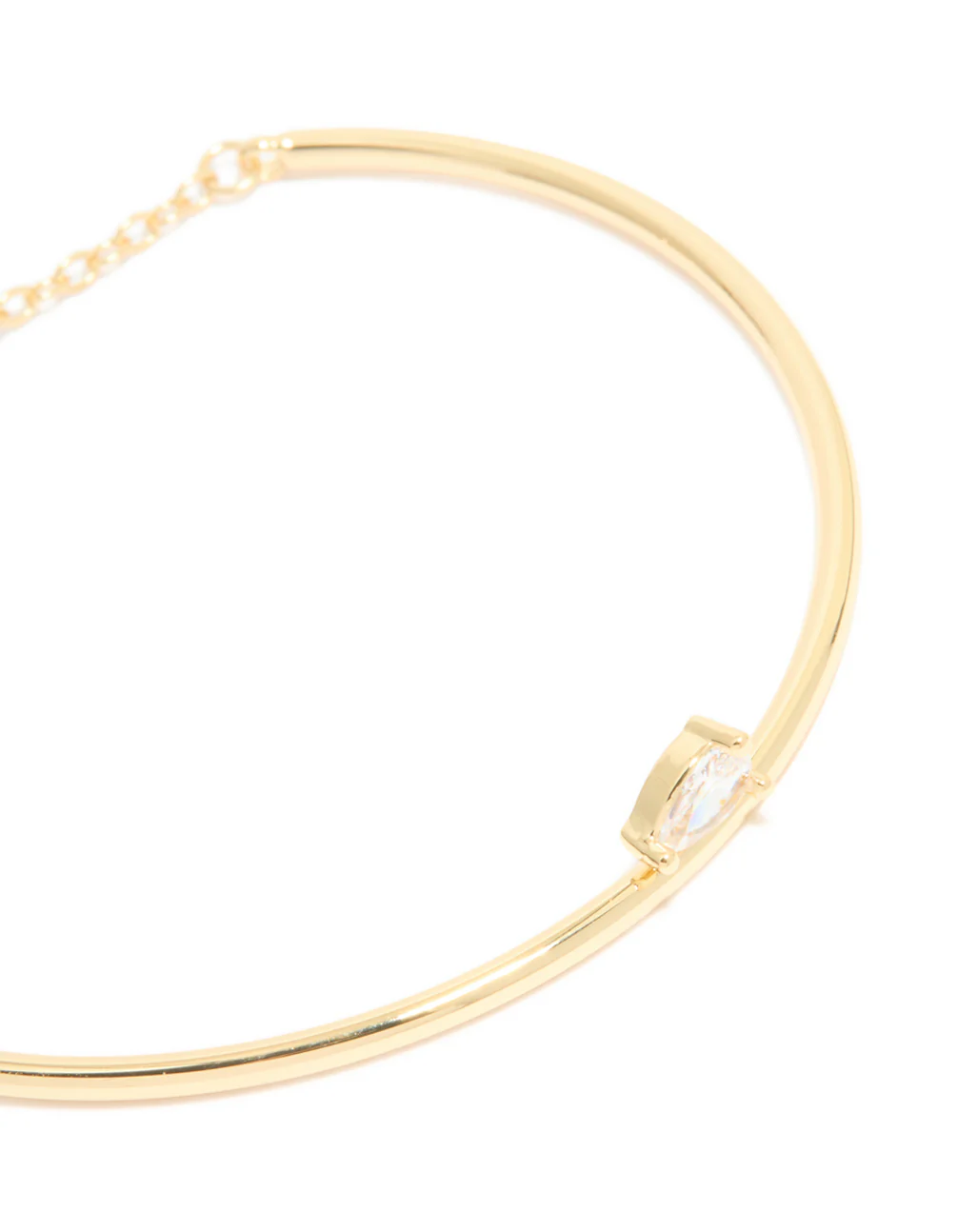 Gold Plated Cubic Zirconia Teardrop Toggle Bangle Bracelet - Image 3