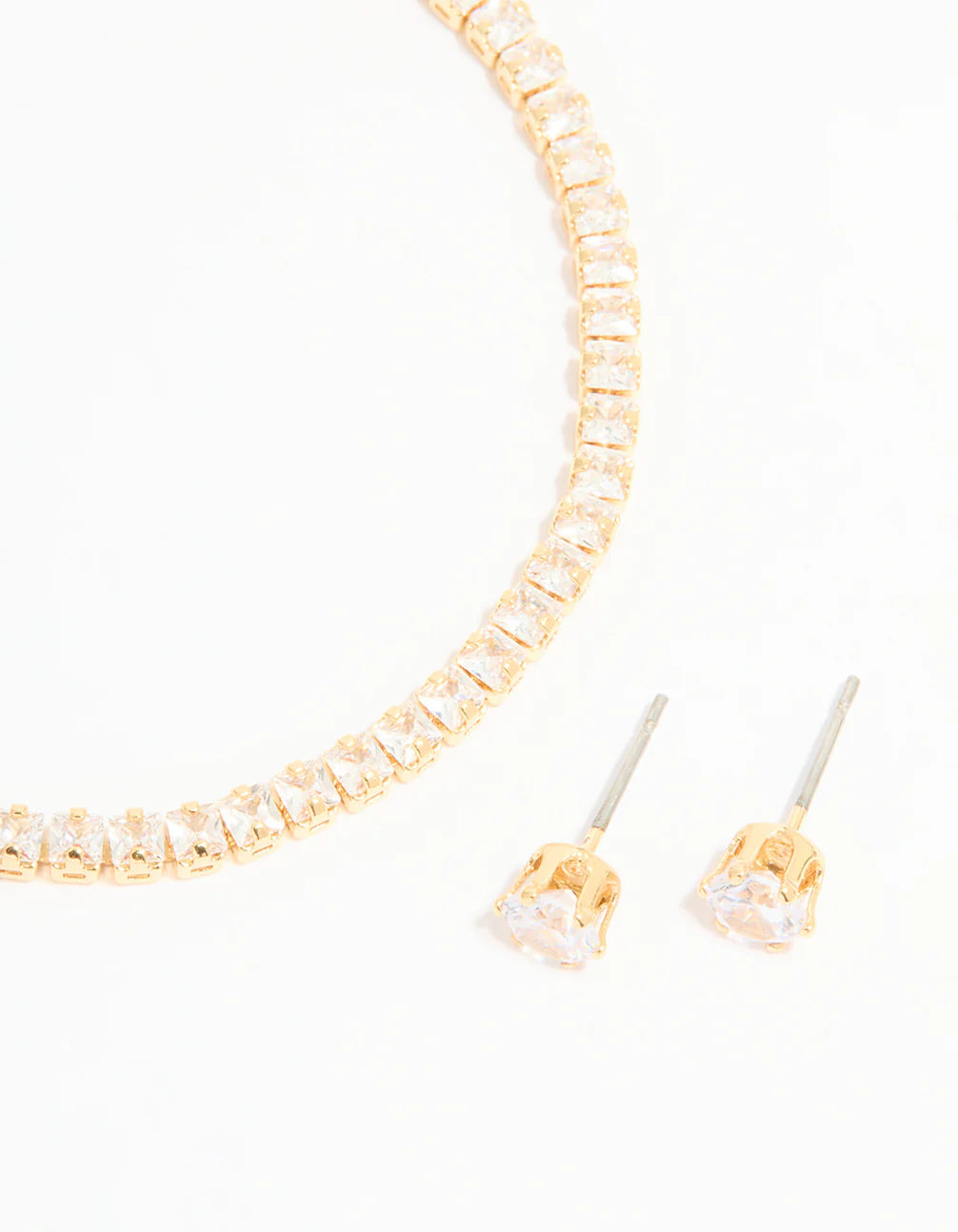 Gold Plated Cubic Zirconia Tennis Bracelet & Earrings Set - Image 2