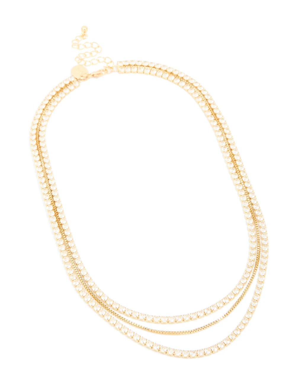 Gold Plated Cubic Zirconia Tennis Layered Necklace - Image 2