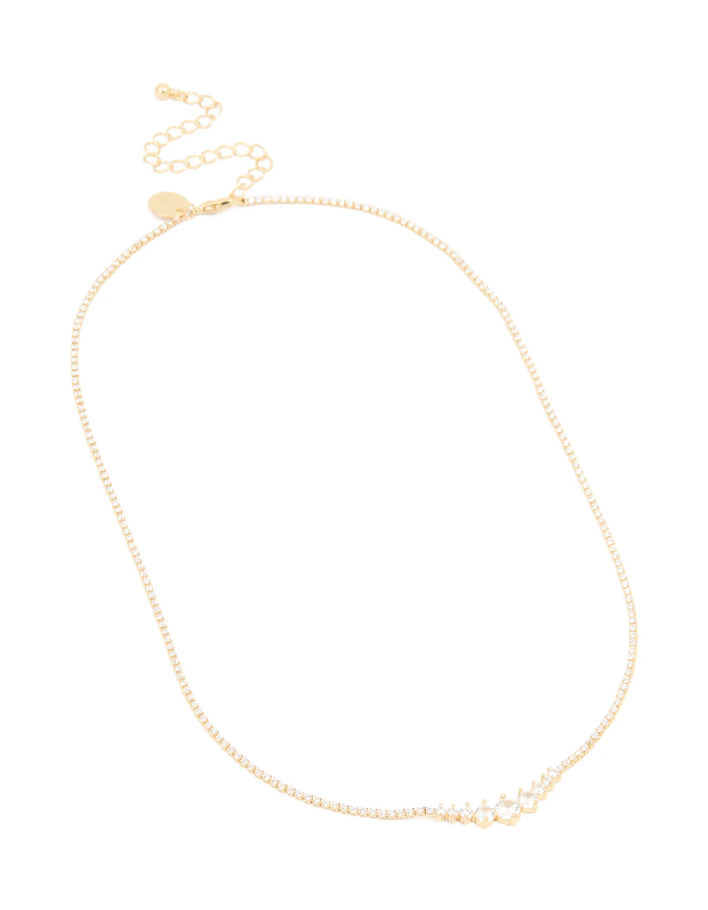 Gold Plated Cubic Zirconia Tennis Necklace - Image 2