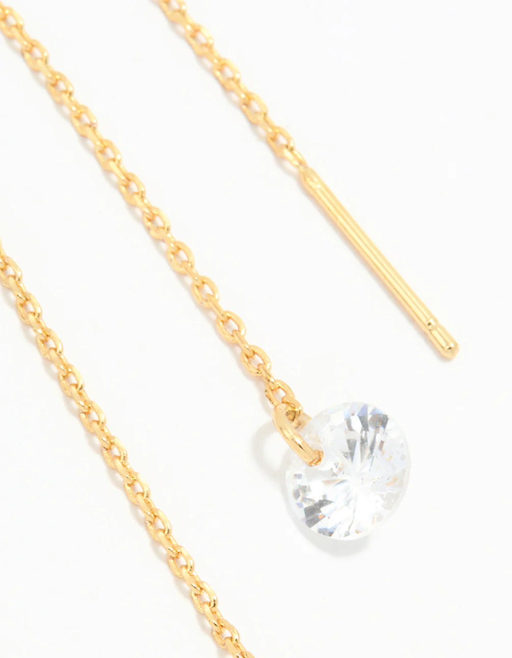 Gold Plated Cubic Zirconia Thread Through Earrings - Image 4