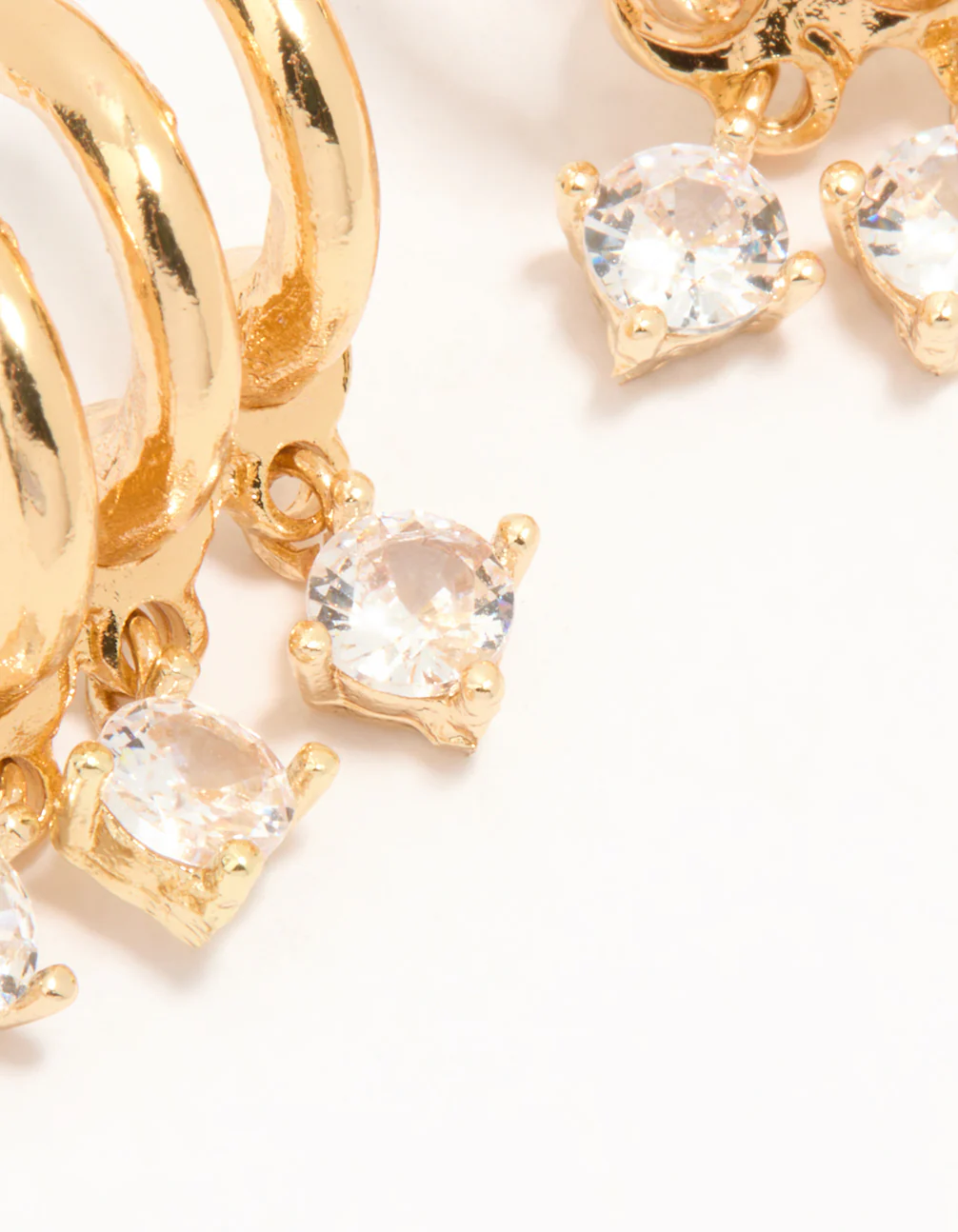 Gold Plated Cubic Zirconia Trio Hoop Earrings - Image 4