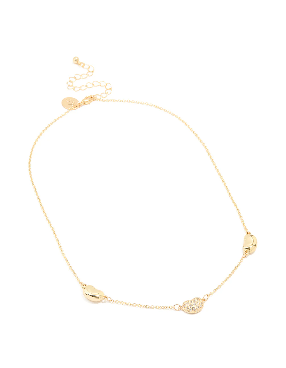 Gold Plated Cubic Zirconia Triple Pebble Pendant Necklace - Image 4