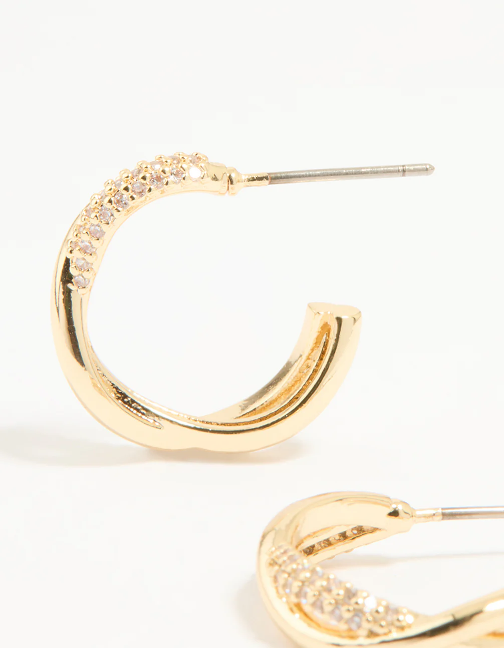 Gold Plated Cubic Zirconia Twisted Hoop Earrings - Image 4