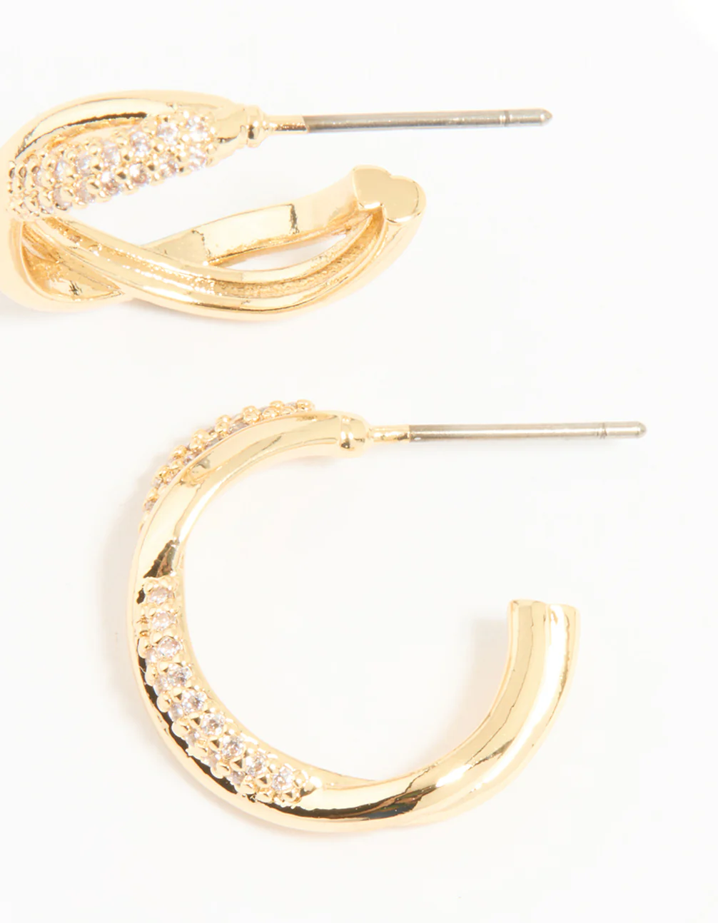 Gold Plated Cubic Zirconia Twisted Hoop Earrings - Image 5