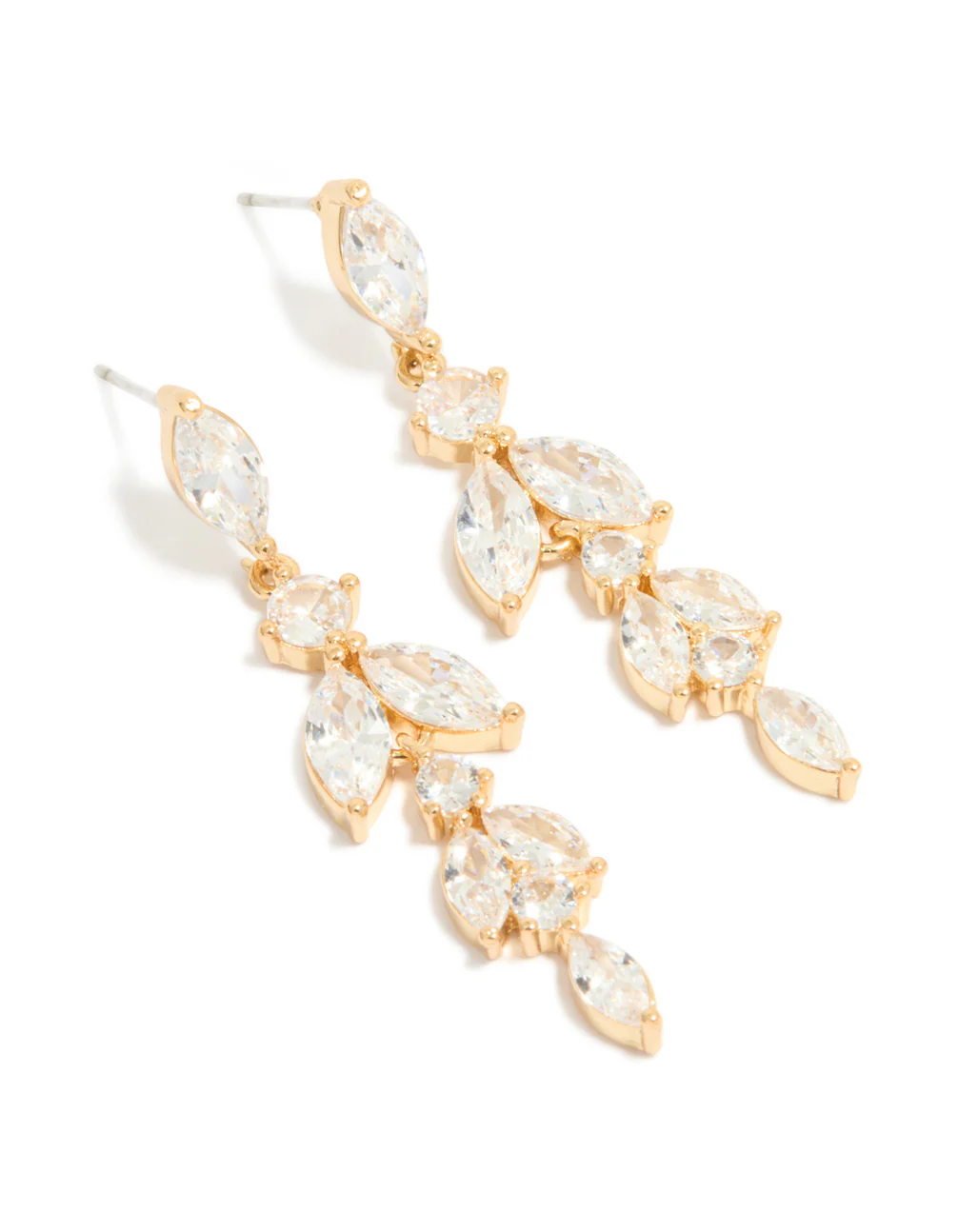 Gold Plated Cubic Zirconia Vine Drop Earrings - Image 2