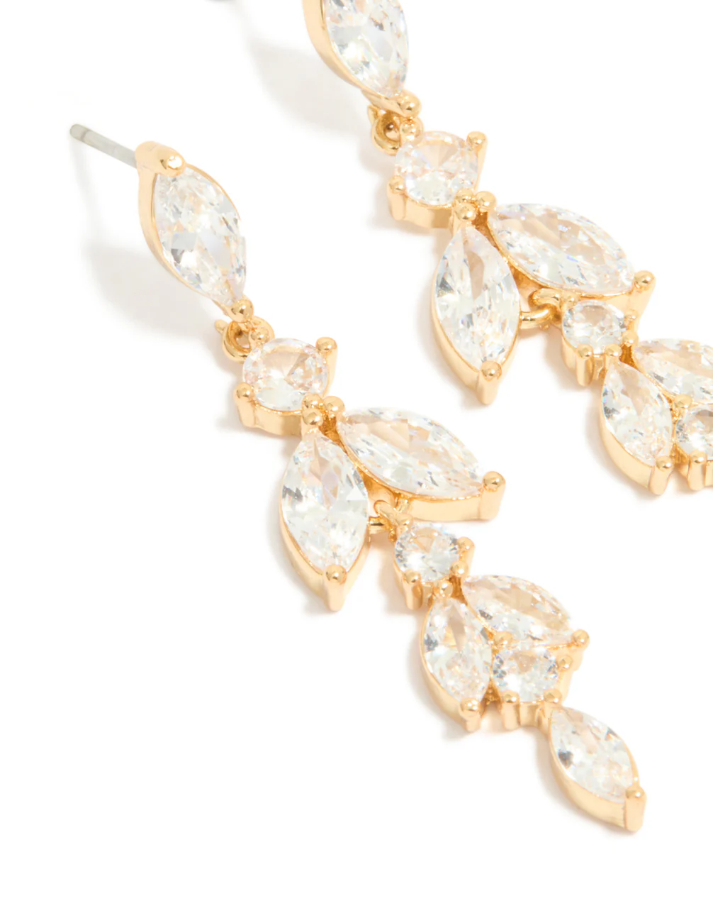 Gold Plated Cubic Zirconia Vine Drop Earrings - Image 4