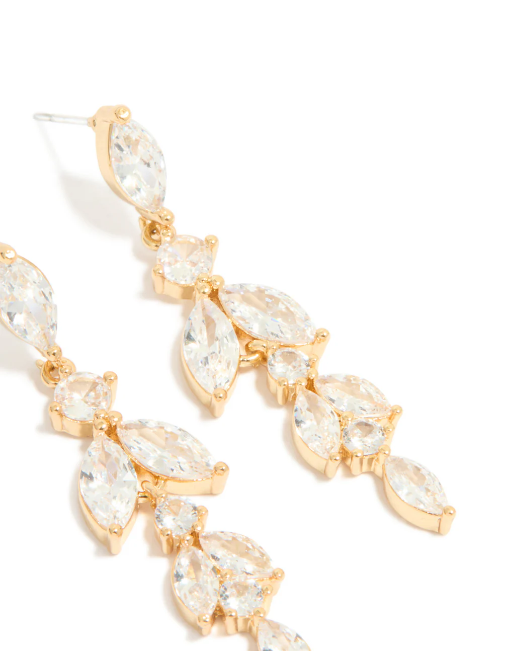 Gold Plated Cubic Zirconia Vine Drop Earrings - Image 5