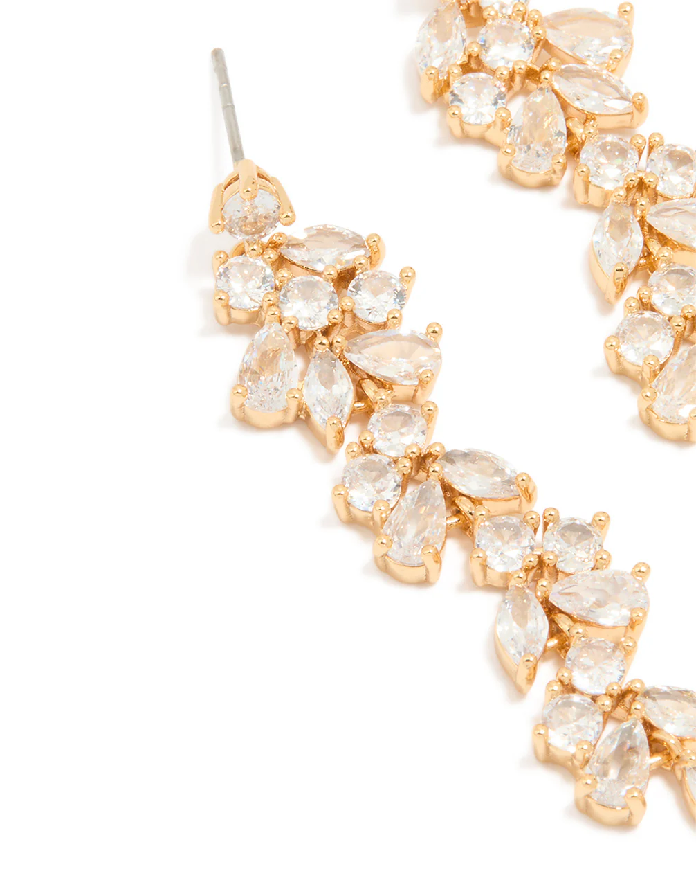 Gold Plated Cubic Zirconia Vine Drop Earrings - Image 2