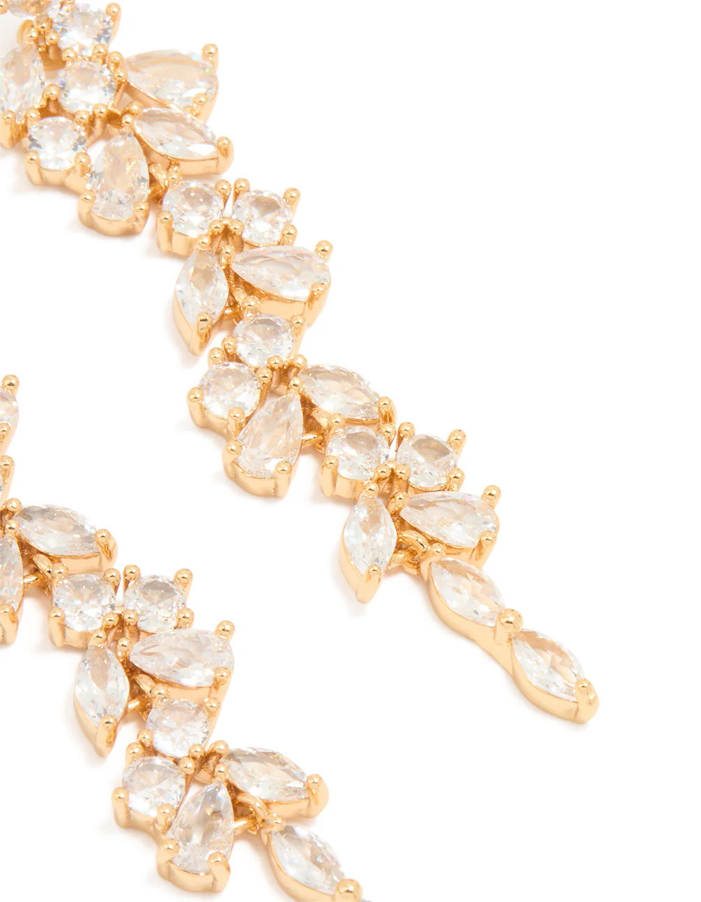 Gold Plated Cubic Zirconia Vine Drop Earrings - Image 3