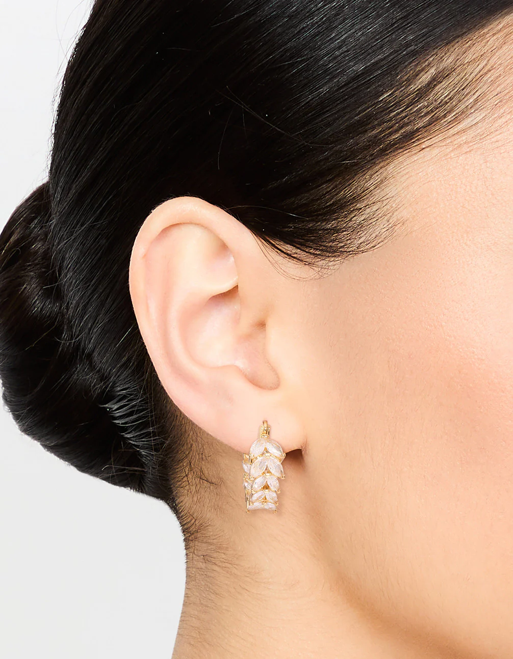 Gold Plated Cubic Zirconia Vine Hoop Earrings - Image 2