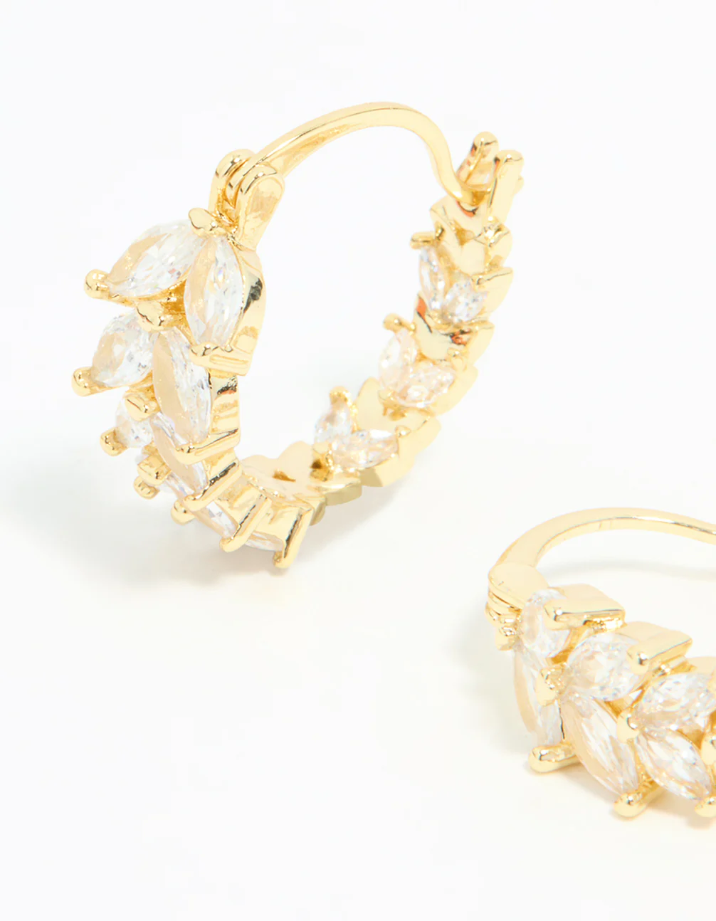 Gold Plated Cubic Zirconia Vine Hoop Earrings - Image 4