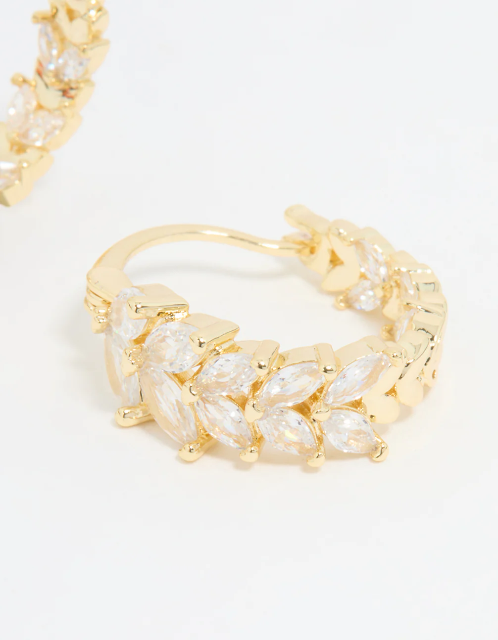 Gold Plated Cubic Zirconia Vine Hoop Earrings - Image 5