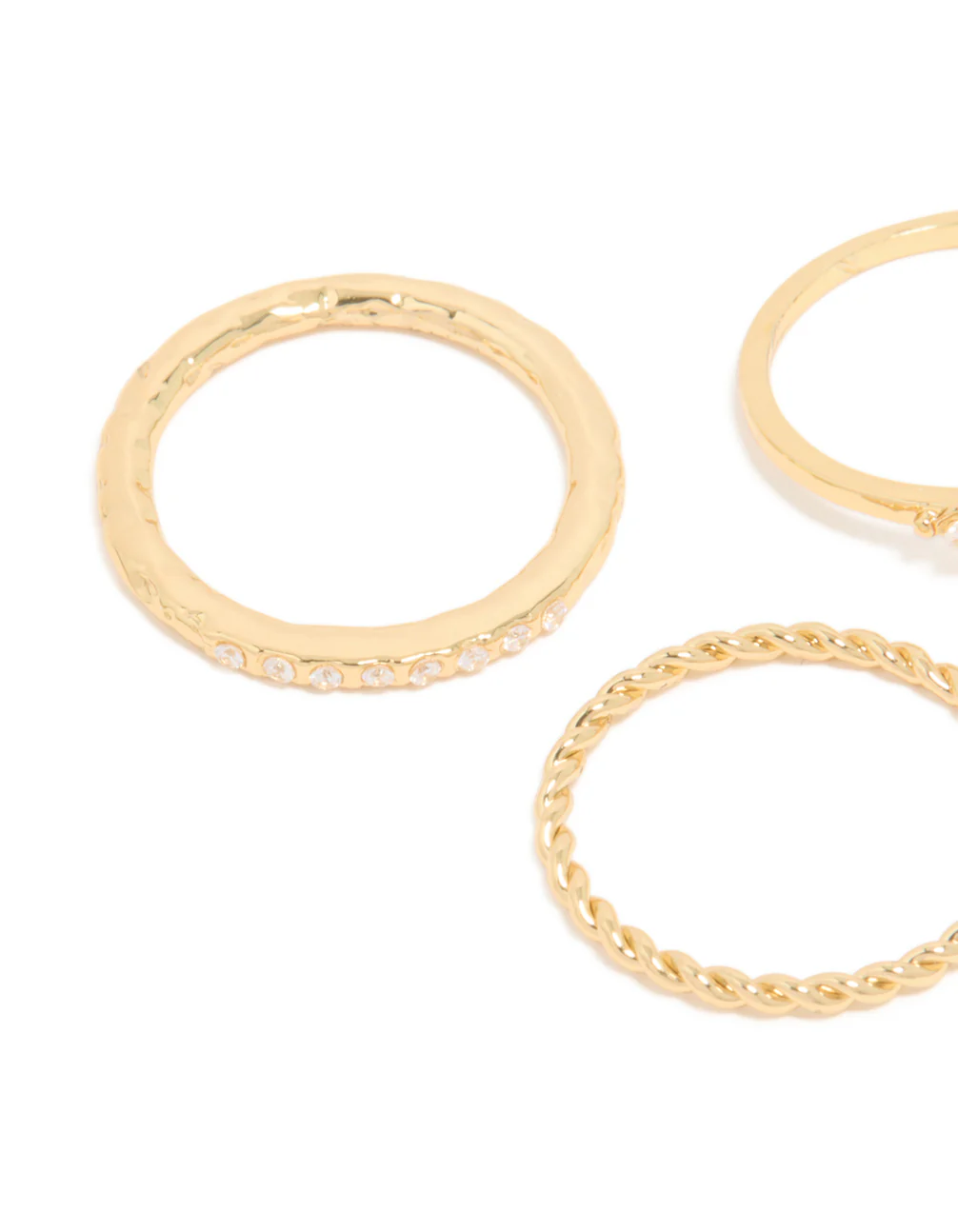 Gold Plated Cubic Zirconia Vine Mixed Rings 5-Pack - Image 2