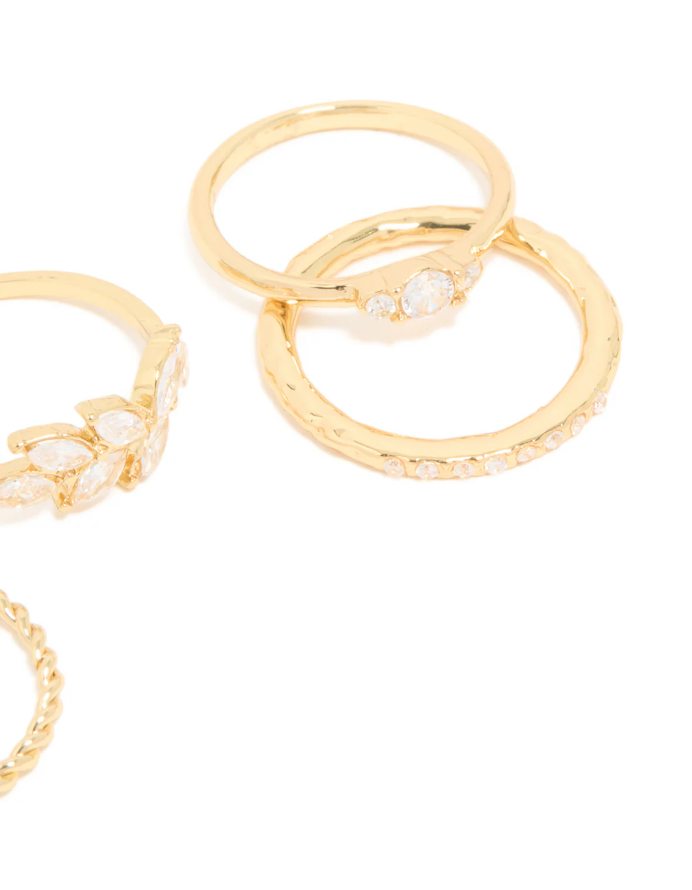 Gold Plated Cubic Zirconia Vine Mixed Rings 5-Pack - Image 3