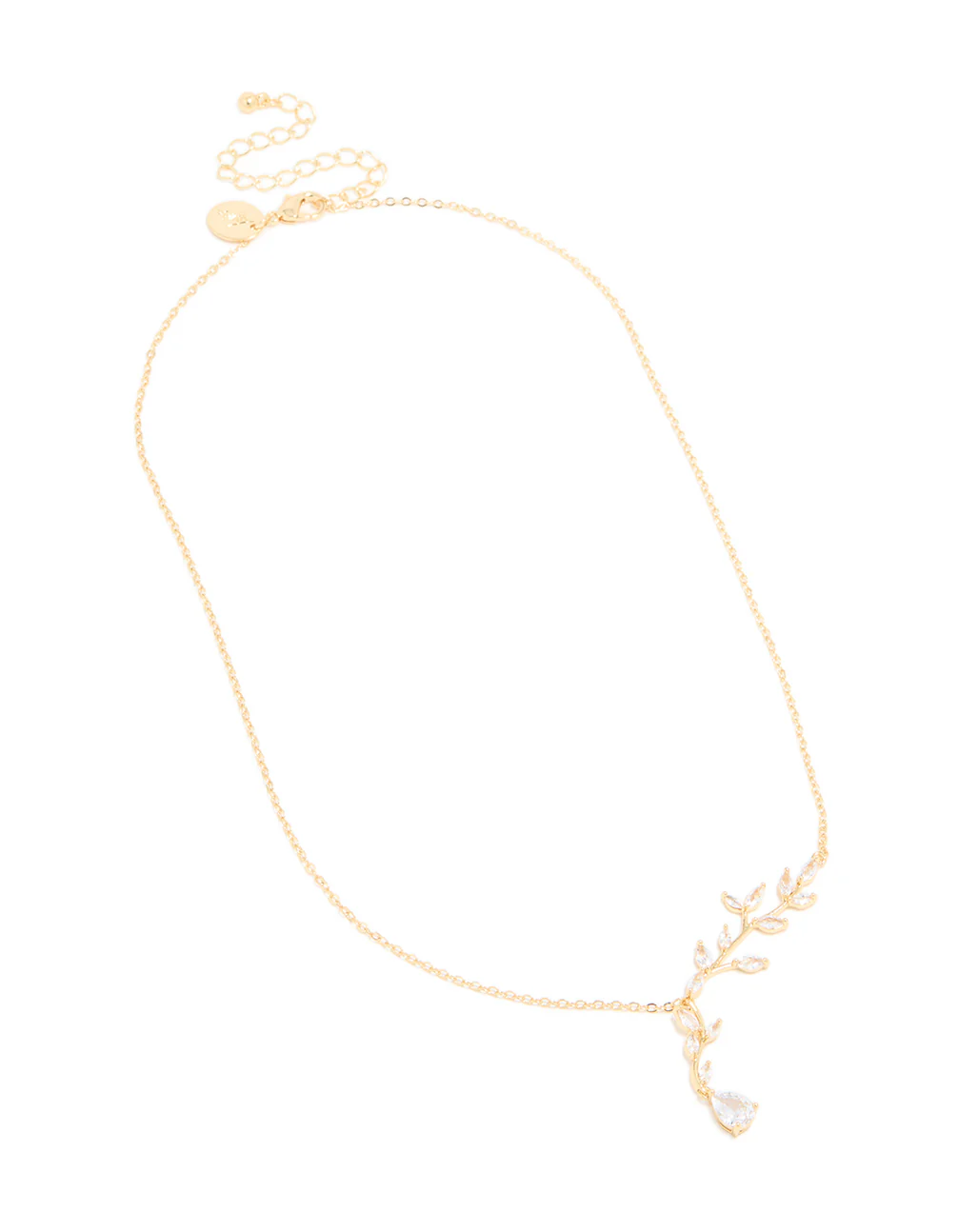 Gold Plated Cubic Zirconia Vine Pear Necklace - Image 4