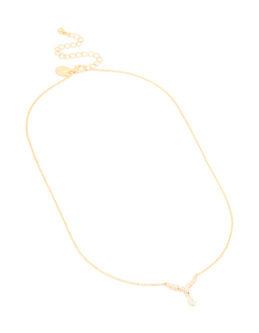 Gold Plated Cubic Zirconia Waterdrop Pendant Necklace - Image 3