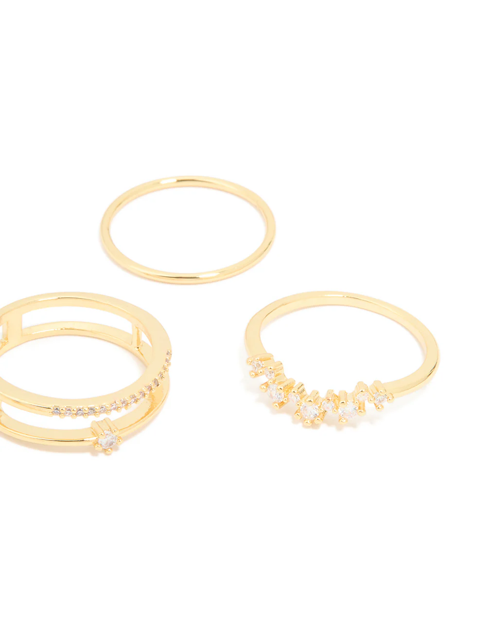 Gold Plated Cubic Zirconia Wavy Adjustable Rings 6-Pack - Image 3