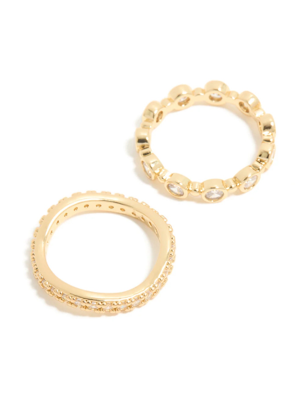 Gold Plated Cubic Zirconia & Wavy Rings 3-Pack - Image 3