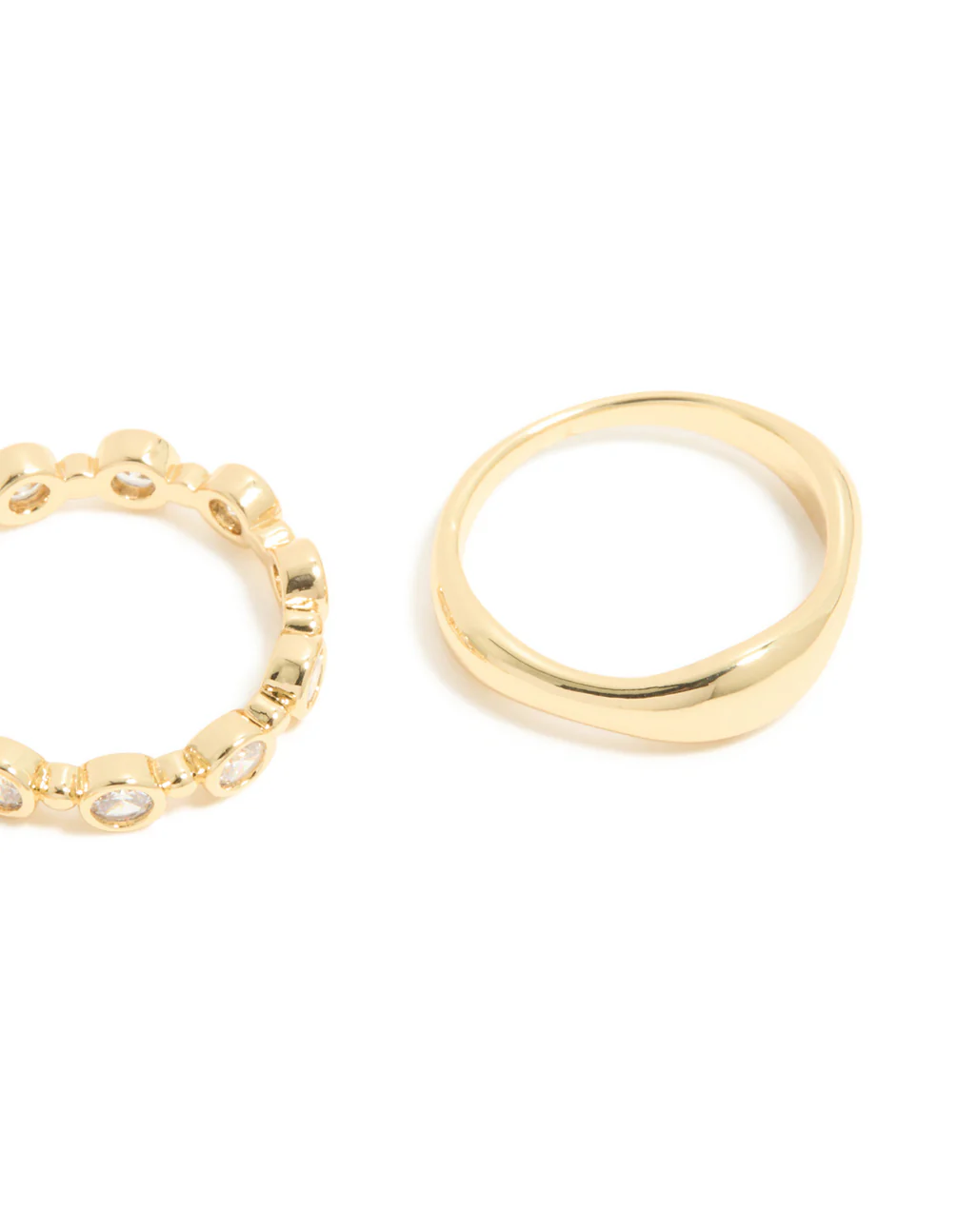 Gold Plated Cubic Zirconia & Wavy Rings 3-Pack - Image 4