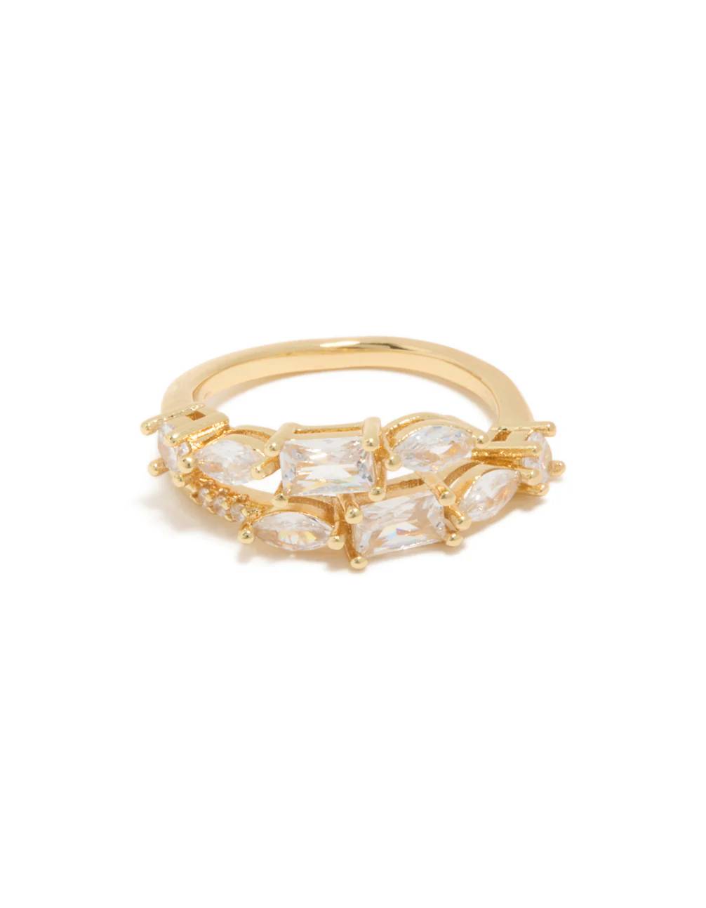 Gold Plated Cubic Zirconias Dainty Layered Ring - Image 5