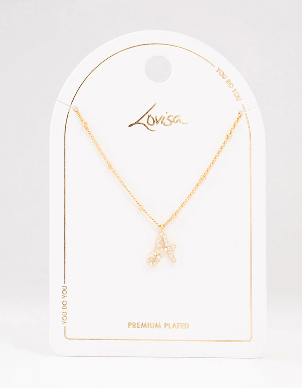 Gold Plated Cursive A Initial Necklace - Image 3