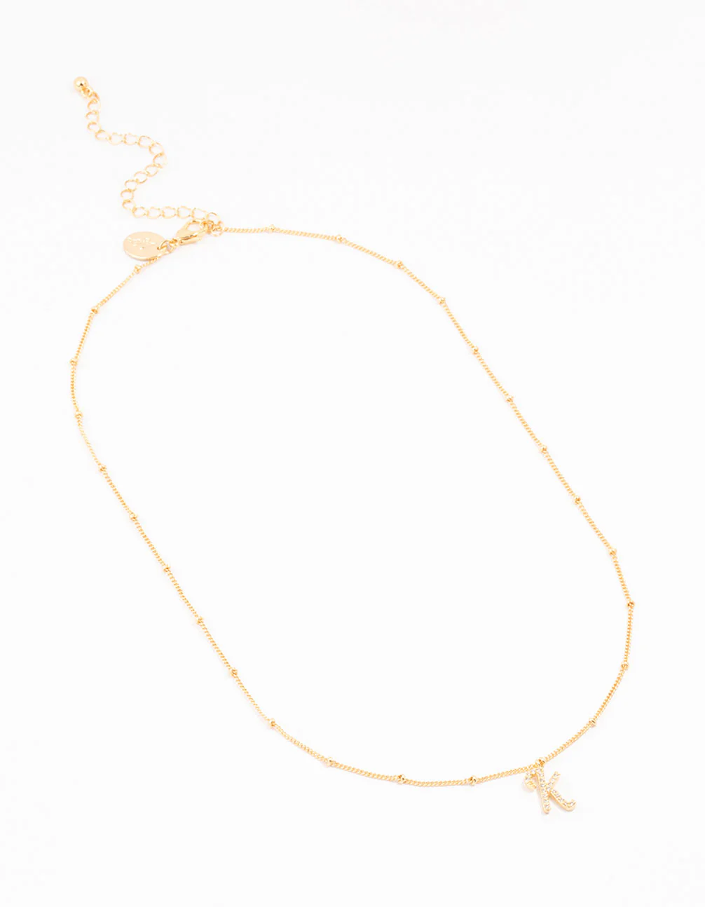 Gold Plated Cursive K Initial Necklace - Image 2