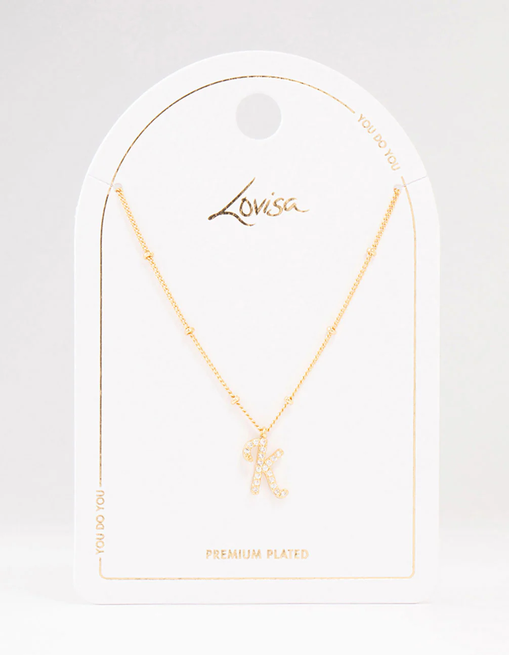 Gold Plated Cursive K Initial Necklace - Image 3