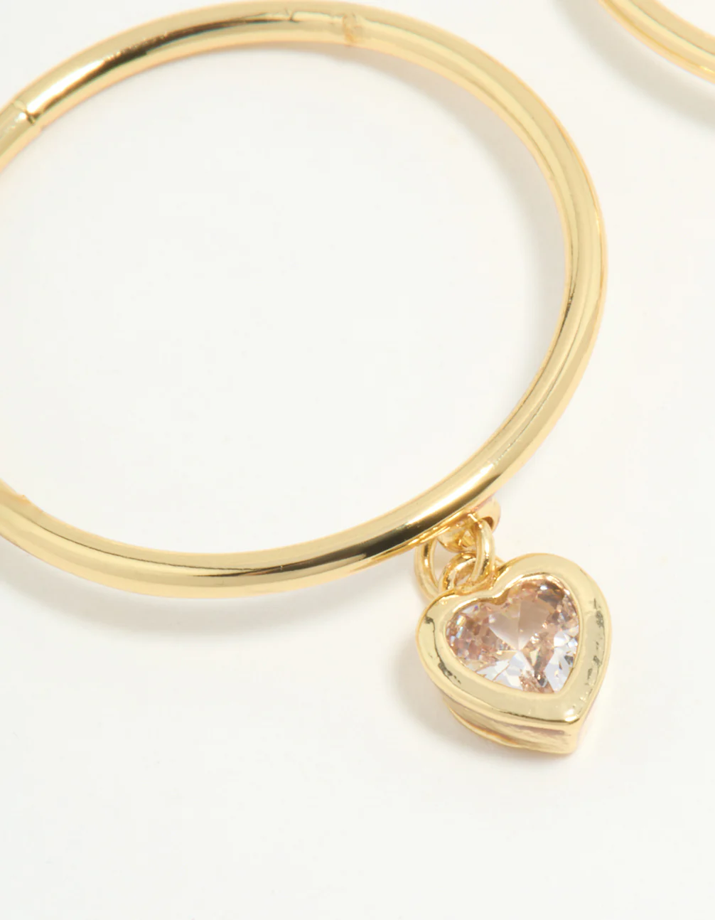 Gold Plated Dainty Heart Charm Rings 2-Pack - Image 2