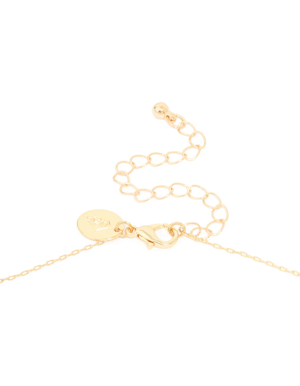 Gold Plated Dark Blue Diamante Rosary Necklace - Image 3
