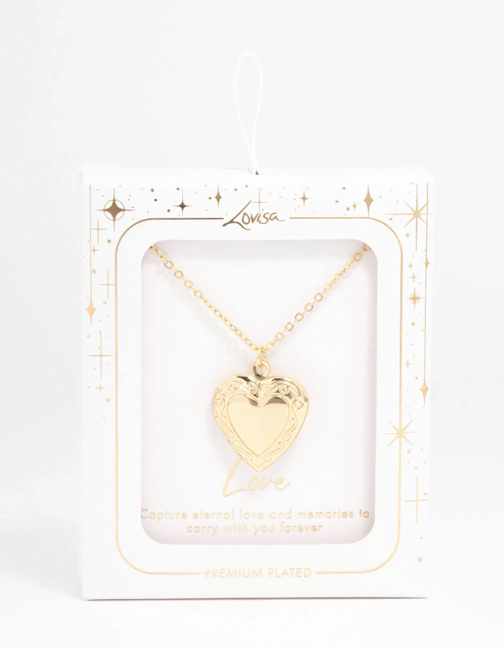 Gold Plated Detailed Heart Locket Necklace - Image 3