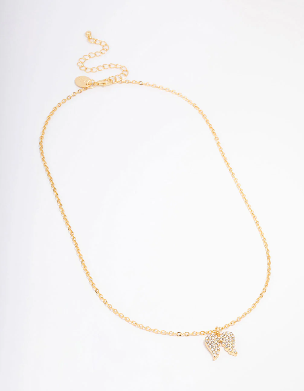 Gold Plated Diamante Angel Wing Pendant Necklace - Image 2