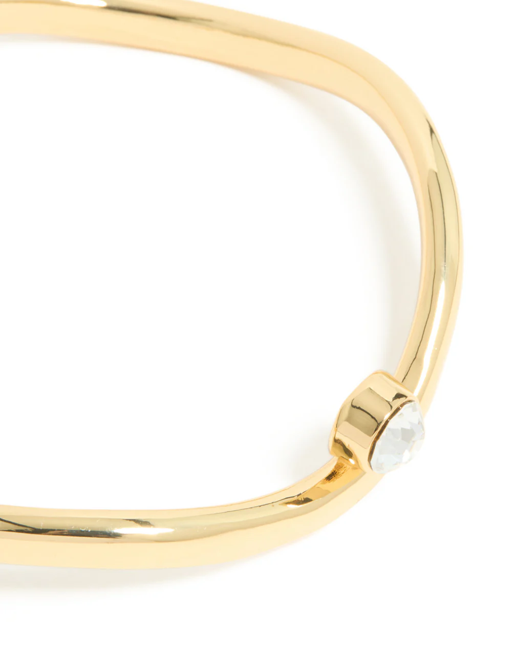 Gold Plated Diamante Bezel Set Centre Wavy Bangle - Image 2
