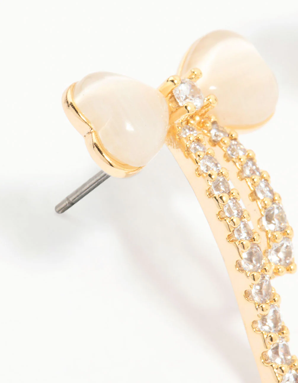 Gold Plated Diamante Bow Stud Earrings - Image 4