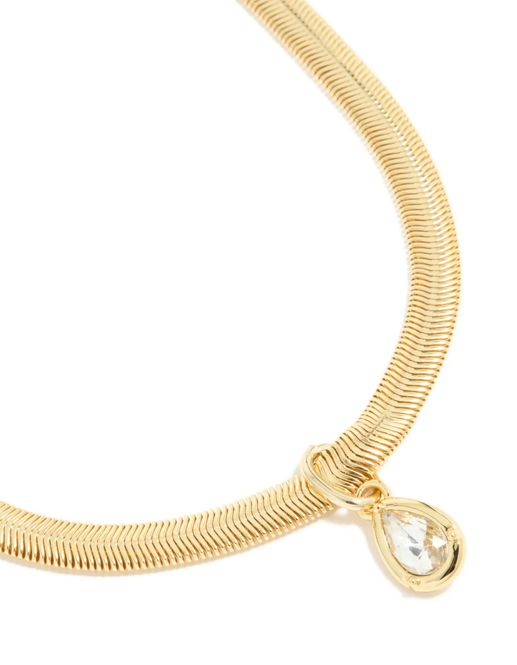Gold Plated Diamante Centre Thick Snake Chain Necklace - Image 2