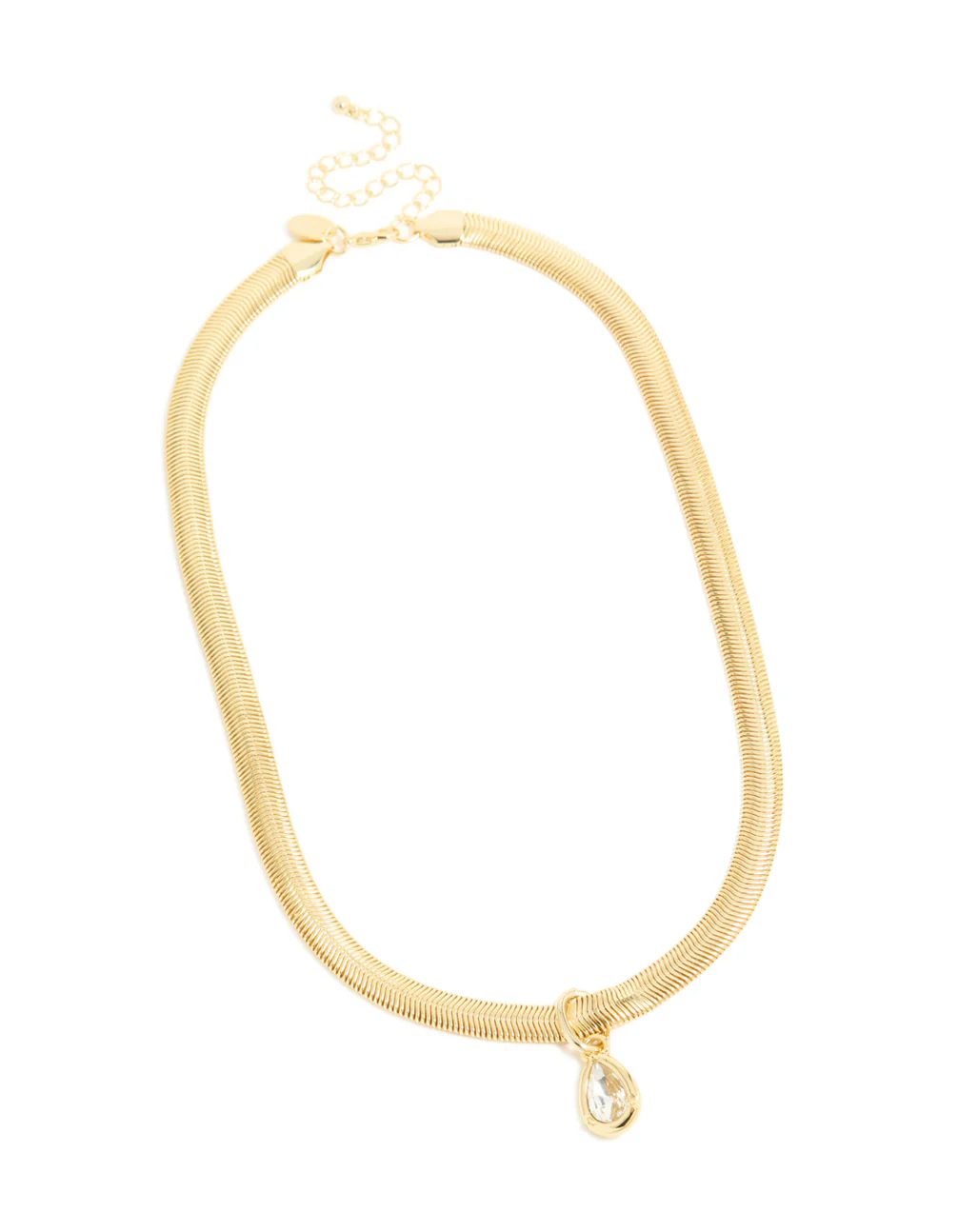Gold Plated Diamante Centre Thick Snake Chain Necklace - Image 4