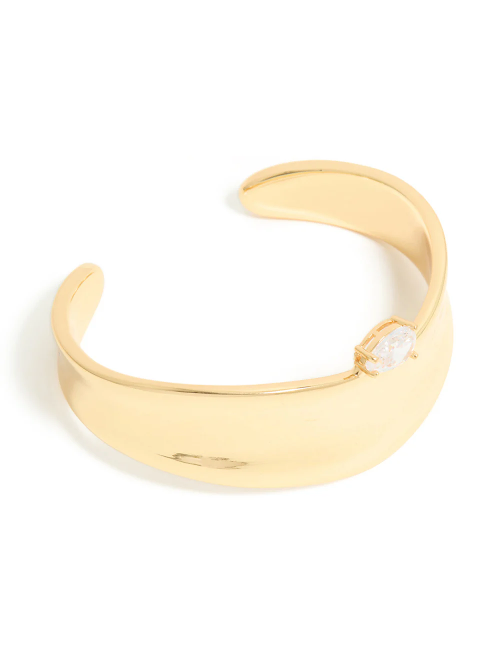 Gold Plated Diamante Centre Thick Wrist Cuff - Image 2