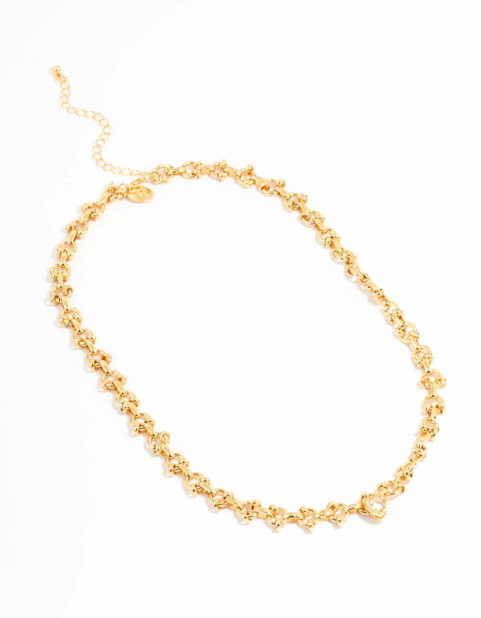 Gold Plated Diamante Chain Pendant Necklace - Image 2