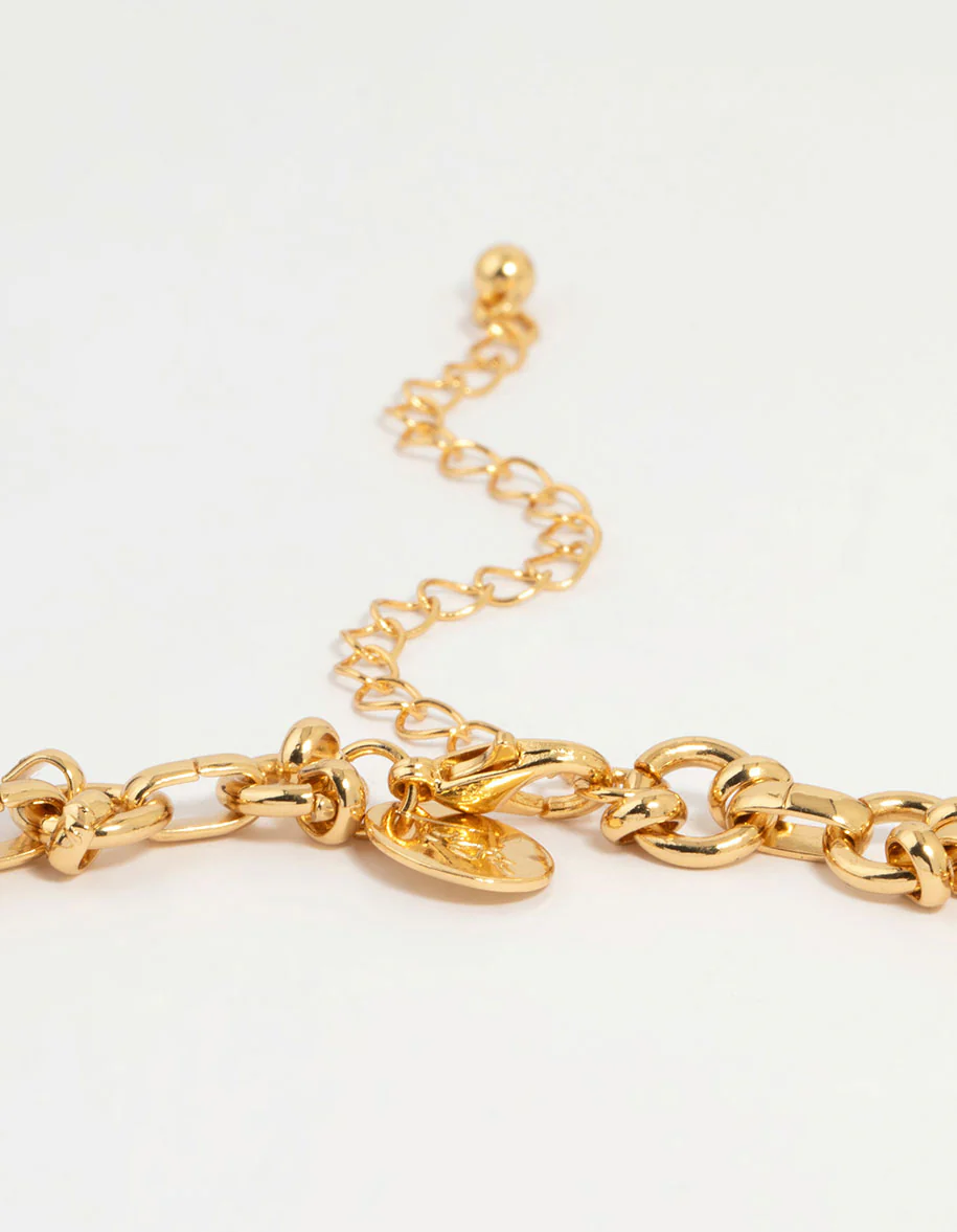 Gold Plated Diamante Chain Pendant Necklace - Image 3