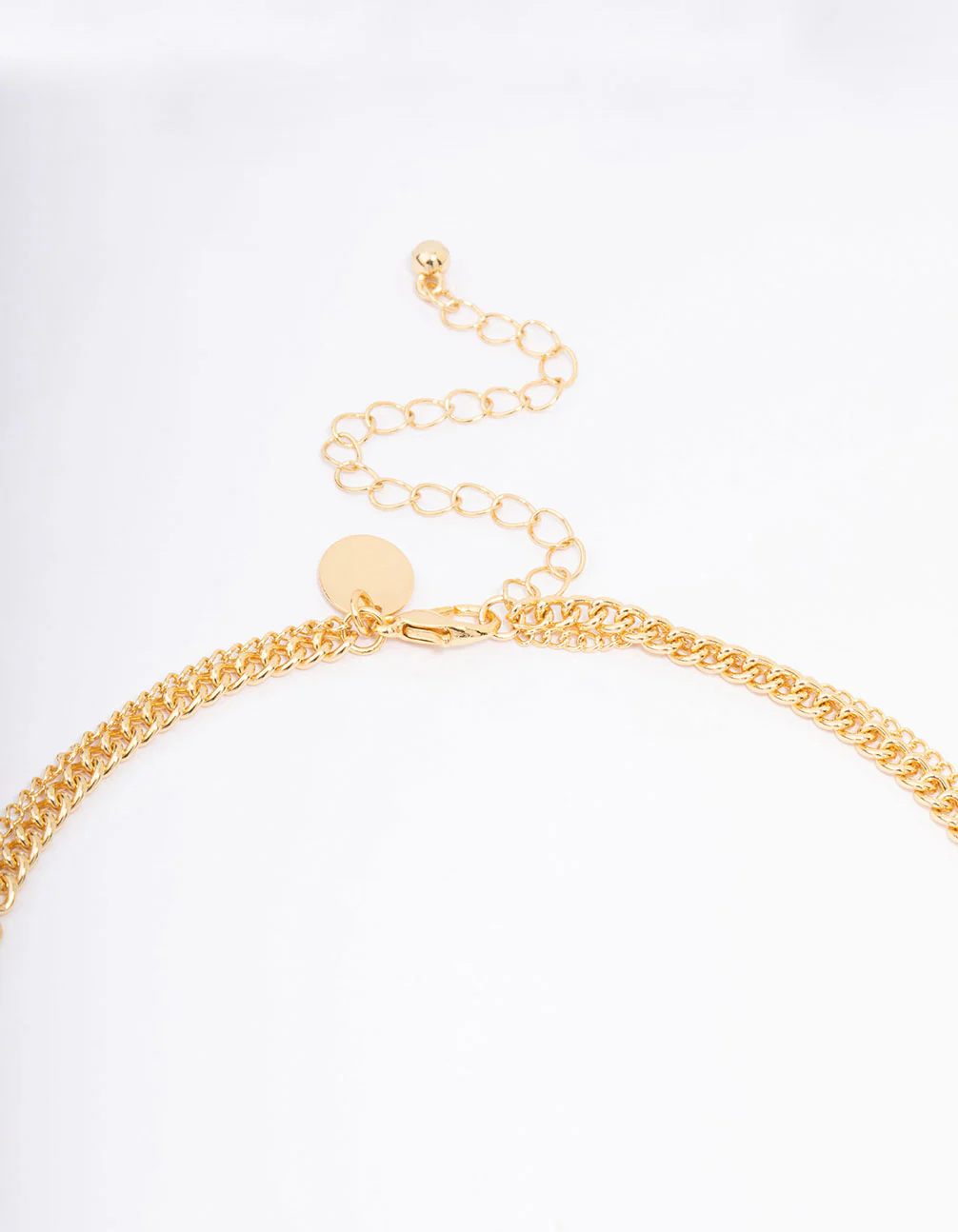 Gold Plated Diamante Cross Layered Curb Necklace - Image 3