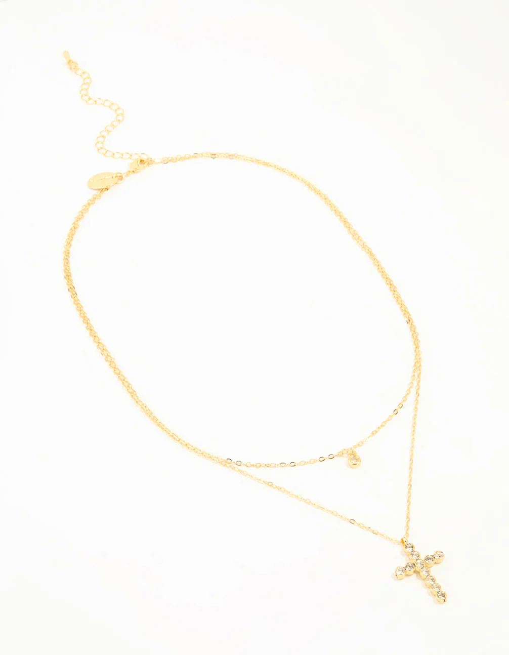 Gold Plated Diamante Cross Layered Necklace - Image 2