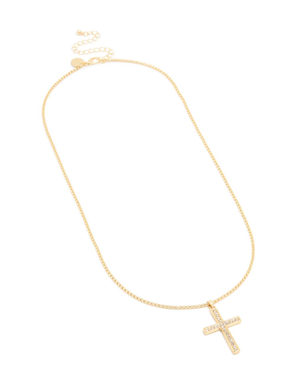 Gold Plated Diamante Cross Necklace - Image 2