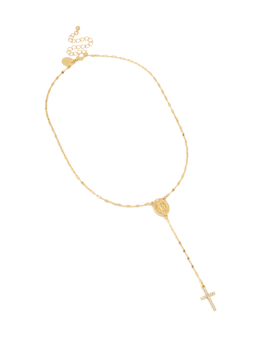 Gold Plated Diamante Cross Y-Necklace - Image 2