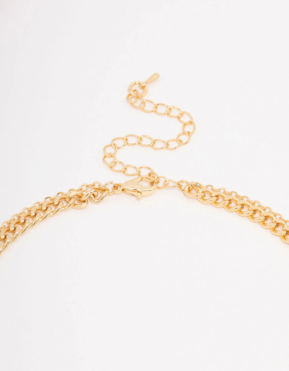 Gold Plated Diamante Curb Chain Layered Necklace - Image 3