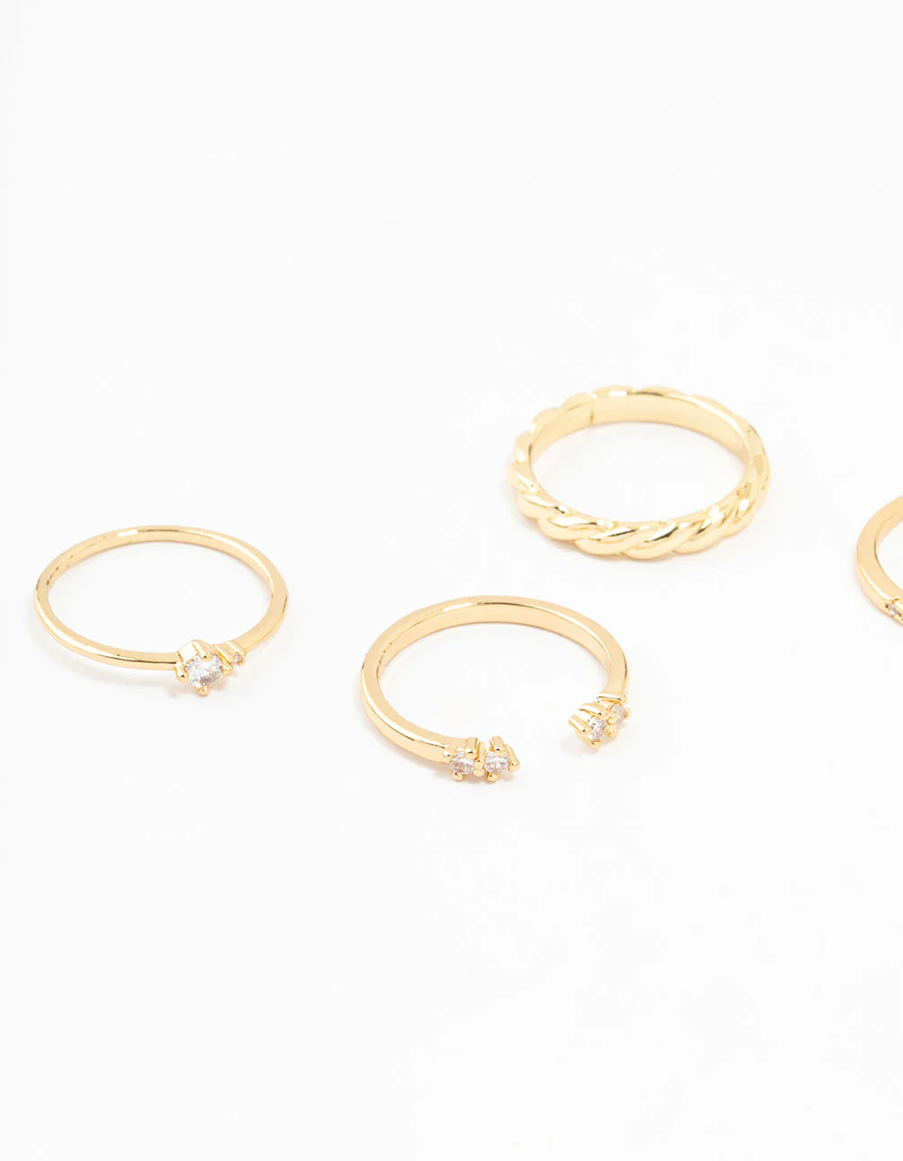 Gold Plated Diamante Dainty Rings 5-Pack - Image 2