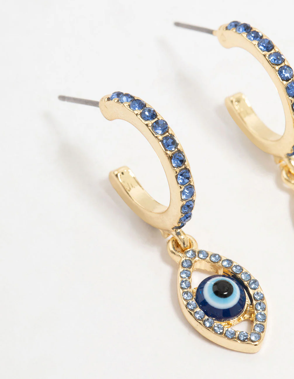 Gold Plated Diamante Evil Eye Drop Earrings - Image 4