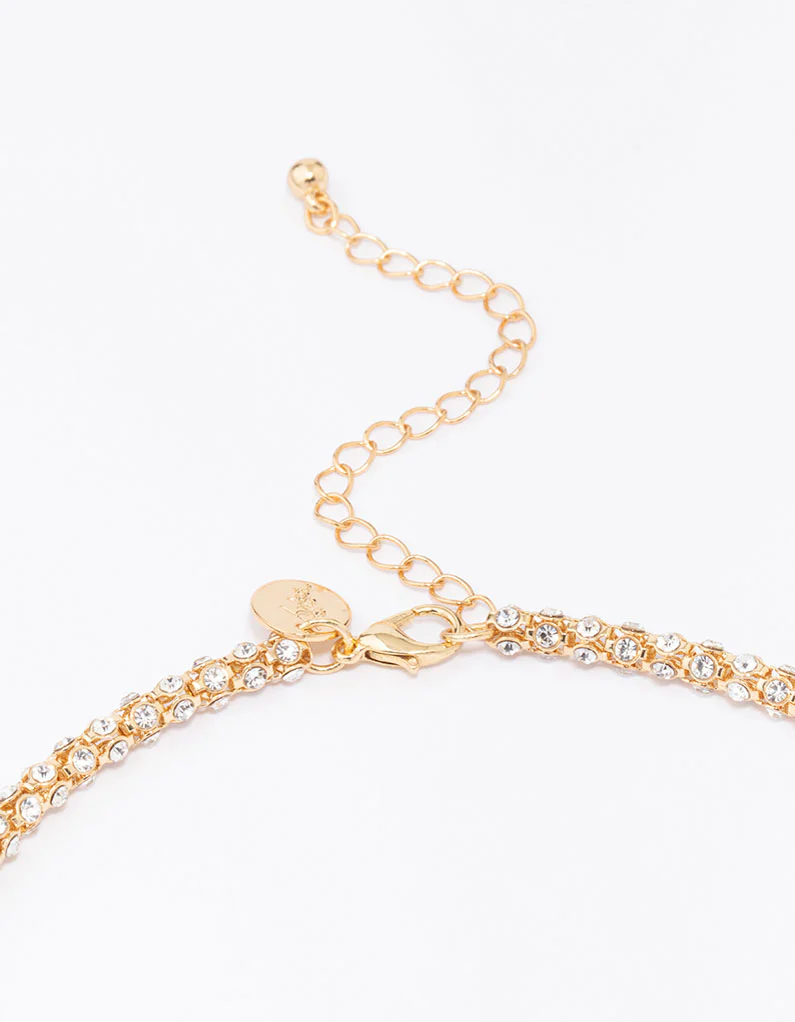 Gold Plated Diamante Fireball Chain Necklace - Image 3